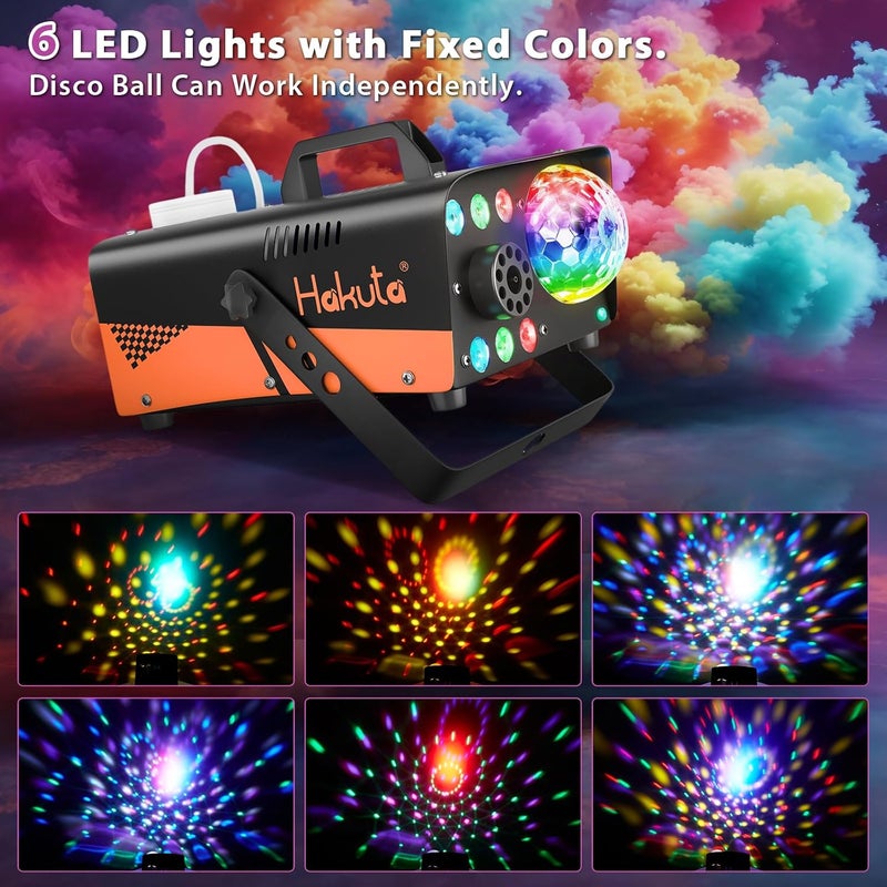 HAKUTA Store آلة الضباب، آلة الدخان مع ضوء الكرة المتلألئة وأضواء LED RGB، رش 3000 CFM مع وظيفة الرش التلقائي، رائعة للهالوين، عيد الميلاد، الزفاف، الأداء المسرحي والحفلات - Image 2